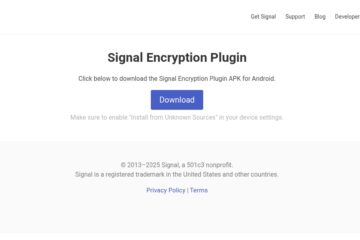 Figure 1. Website distributing fake Signal Encryption Plugin app